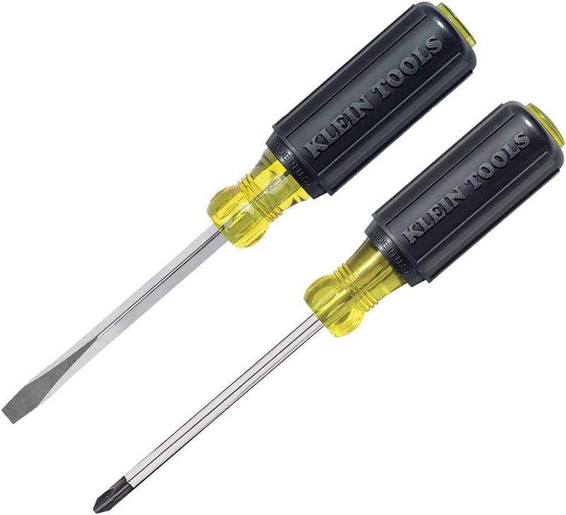 Klein Tools 85442 85442 Screwdriver 2-Piece Set, Made in USA, 1/4 Keystone and #2 Phillips, Cushion Grip, Round and Square Shank, Heat Treated, Home Improvement - Image 1